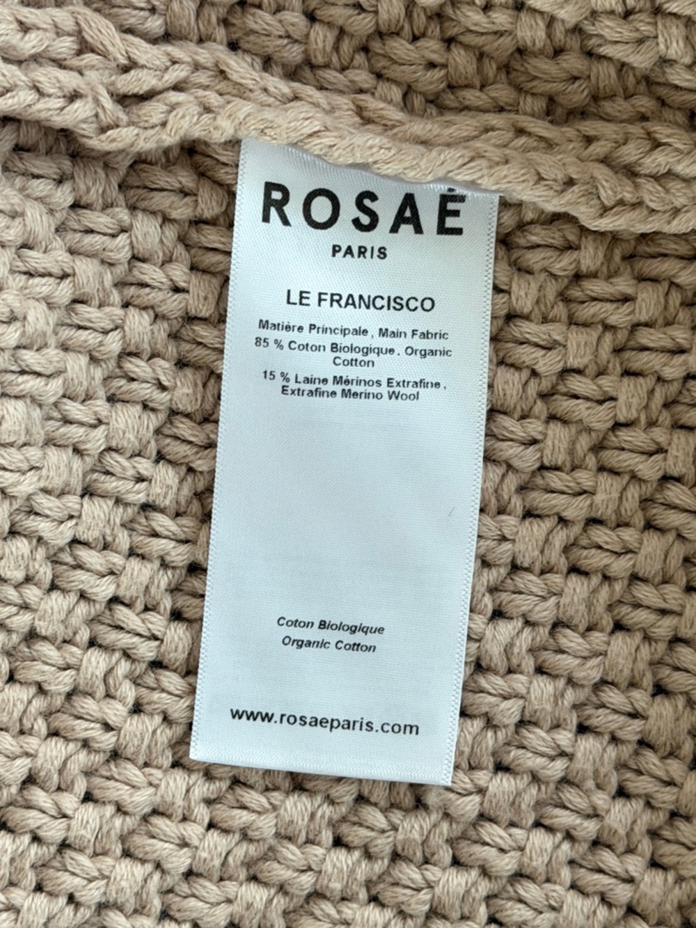 Rosae Paris - Chunky Knit Crewneck Cardigan Sweater in Beige with Gold Buttons - Picture 7 of 7
